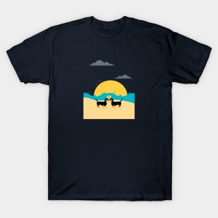 Summer Beach with Sun for Dachshund Lovers T-Shirt
